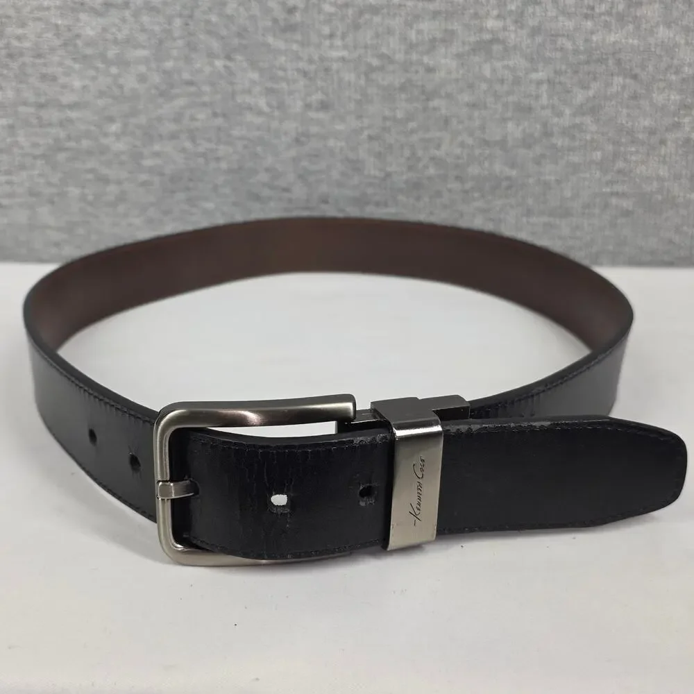 KENNETH COLE REVERSIBLE LEATHER BELT – SIZE 32 – BLACK/BROWN – 27
